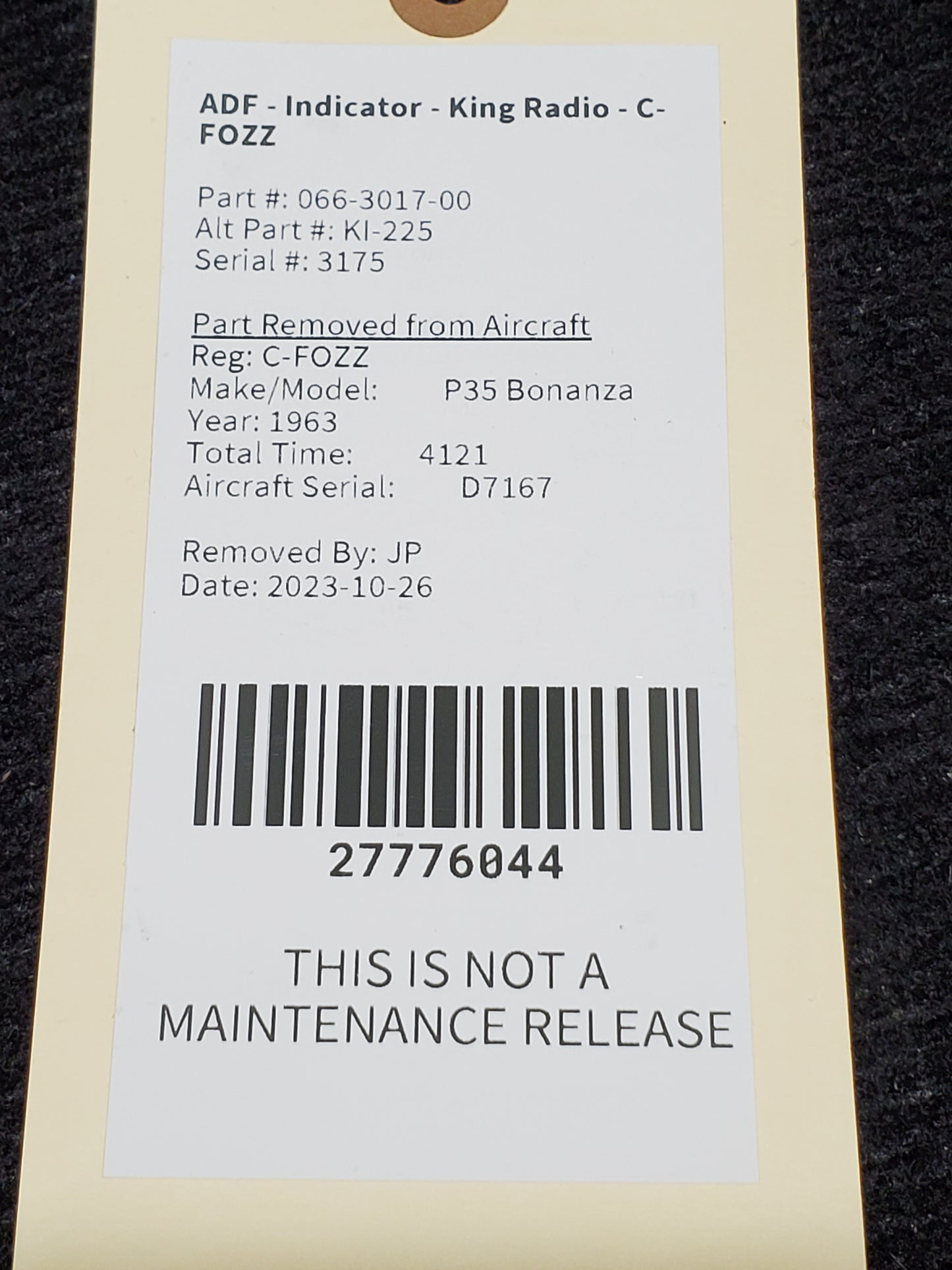 ADF - Indicator - King Radio - C-FOZZ