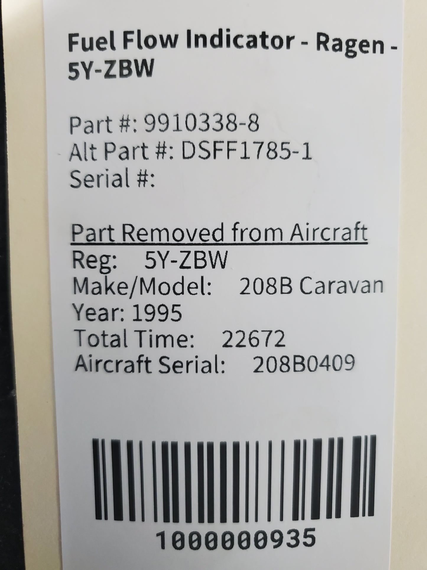 Fuel Flow Indicator - Ragen - 5Y-ZBW