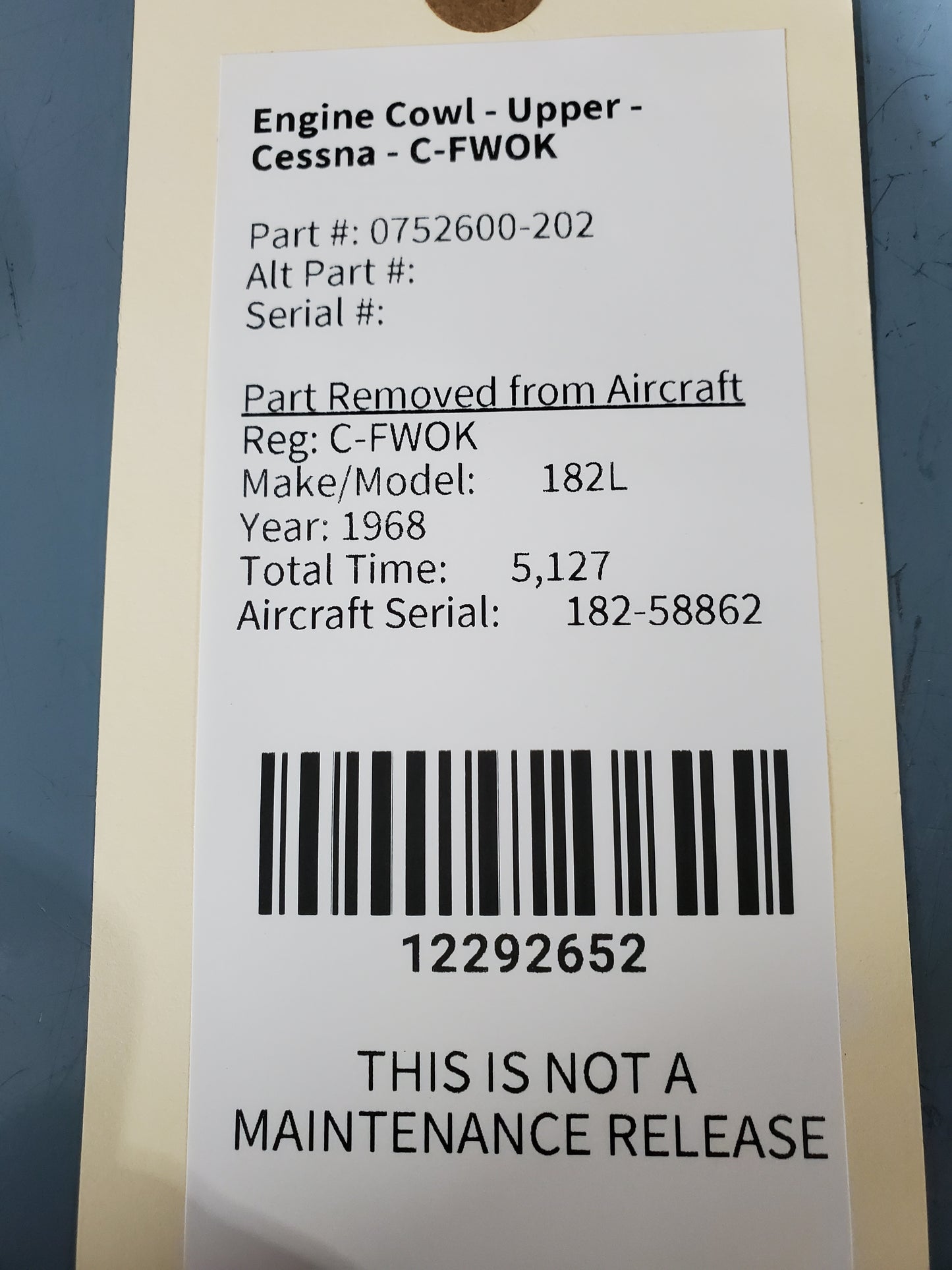 Engine Cowl - Upper - Cessna - C-FWOK
