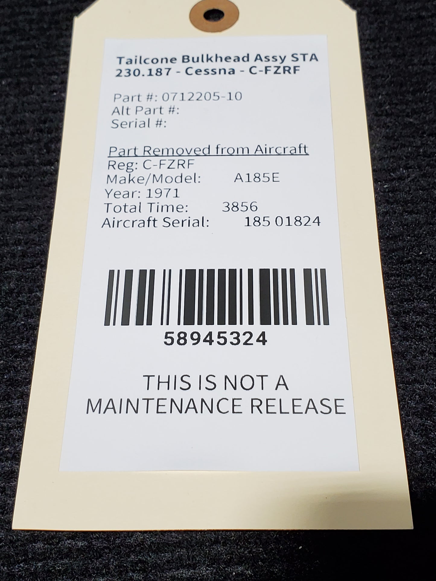 Tailcone Bulkhead Assy STA 230.187 - Cessna - C-FZRF