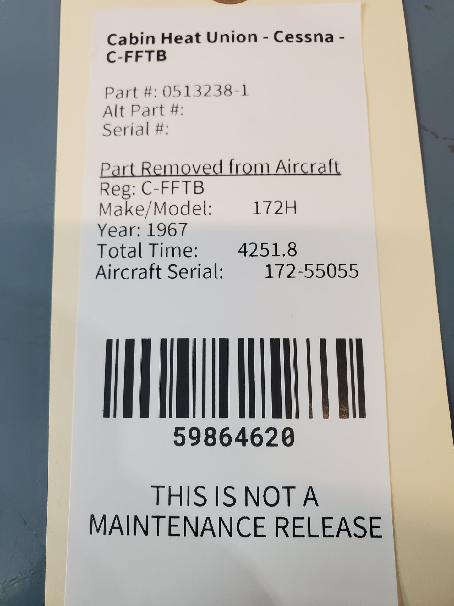 Cabin Heat Union - Cessna - C-FFTB