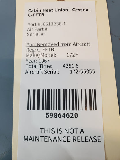 Cabin Heat Union - Cessna - C-FFTB