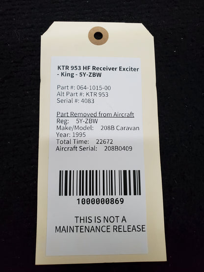 KTR 953 HF Receiver Exciter - King - 5Y-ZBW