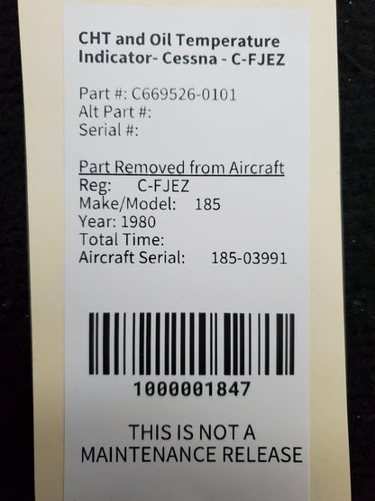 CHT and Oil Temperature Indicator- Cessna - C-FJEZ