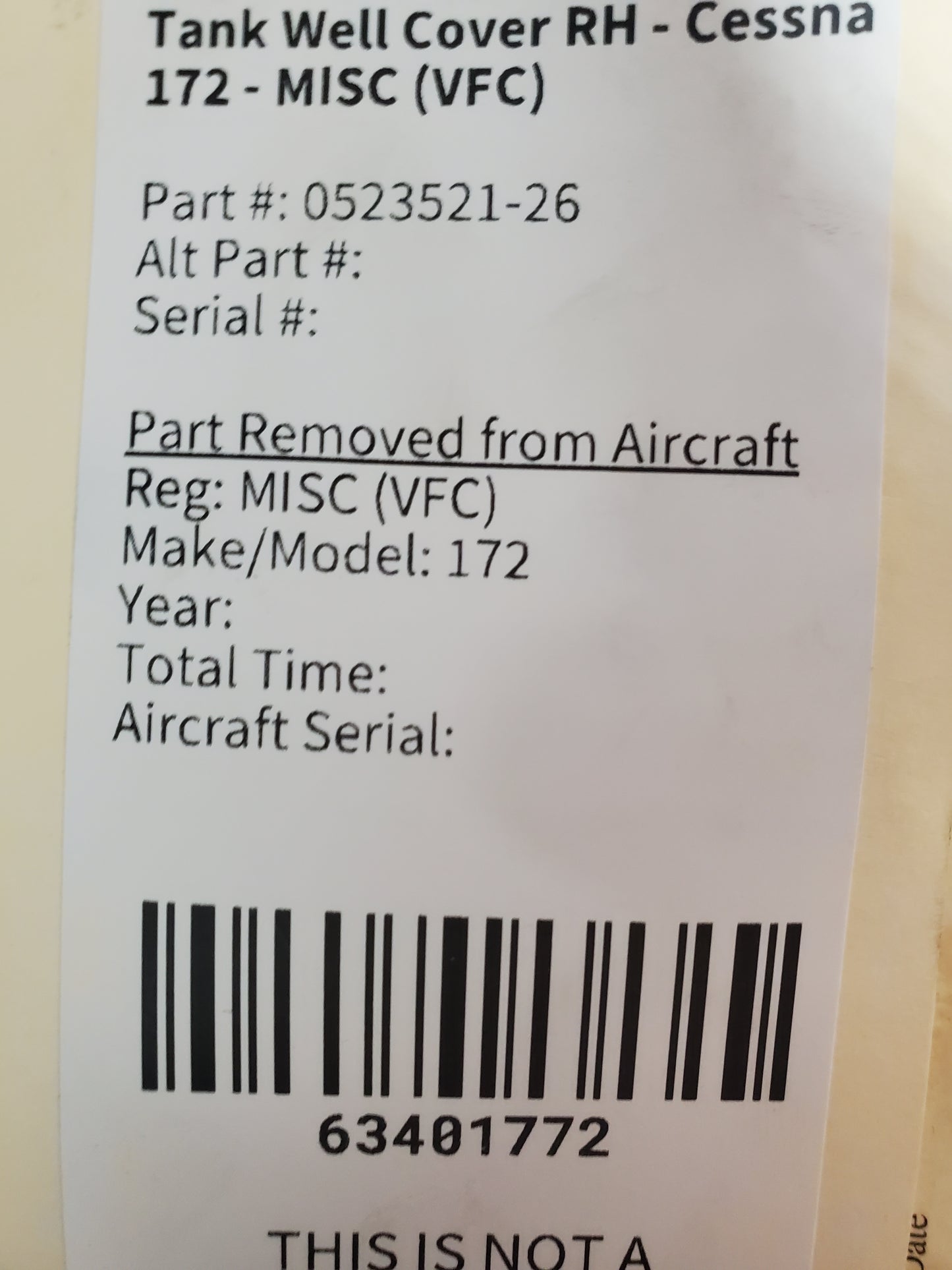 Tank Well Cover - RH - Cessna 172 - MISC (VFC)