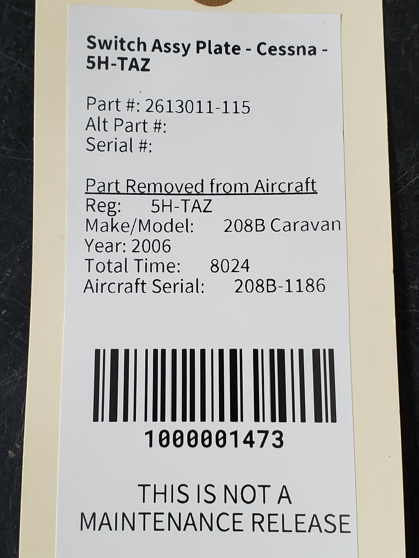 Switch Assy Plate - Cessna - 5H-TAZ