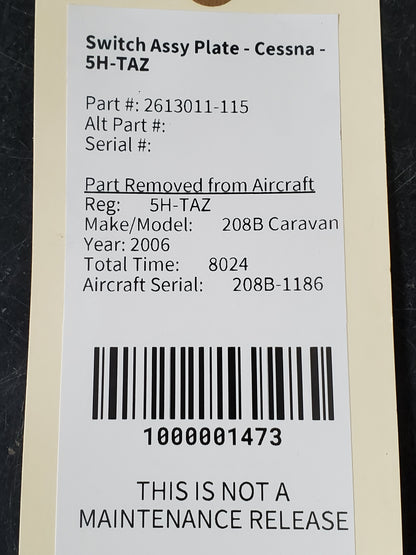 Switch Assy Plate - Cessna - 5H-TAZ