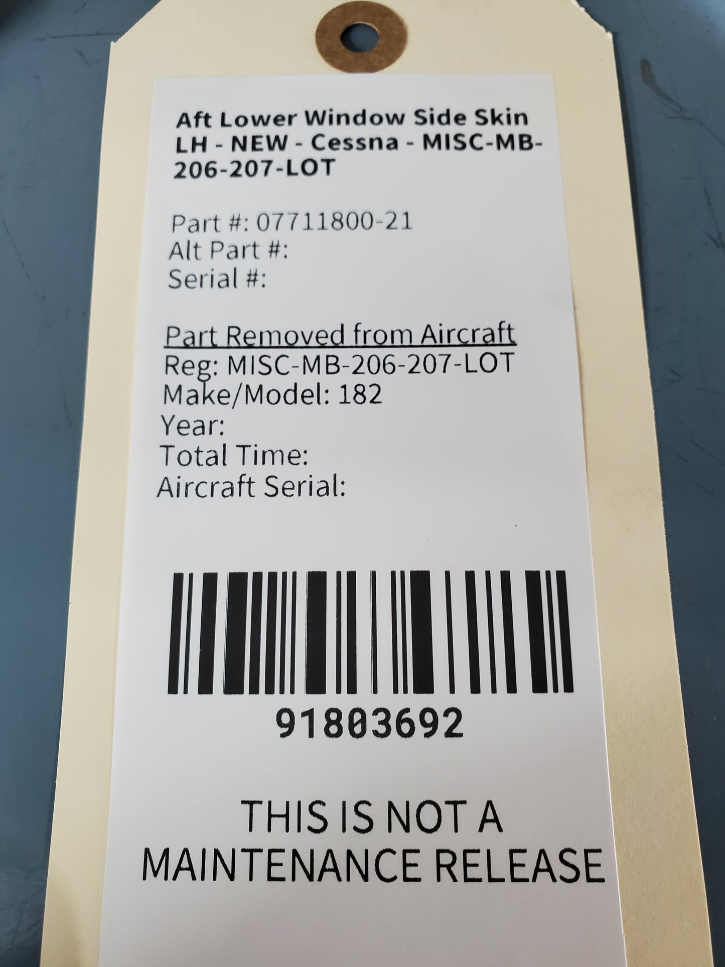 Aft Lower Window Side Skin LH - NEW - Cessna - MISC-MB-206-207-LOT
