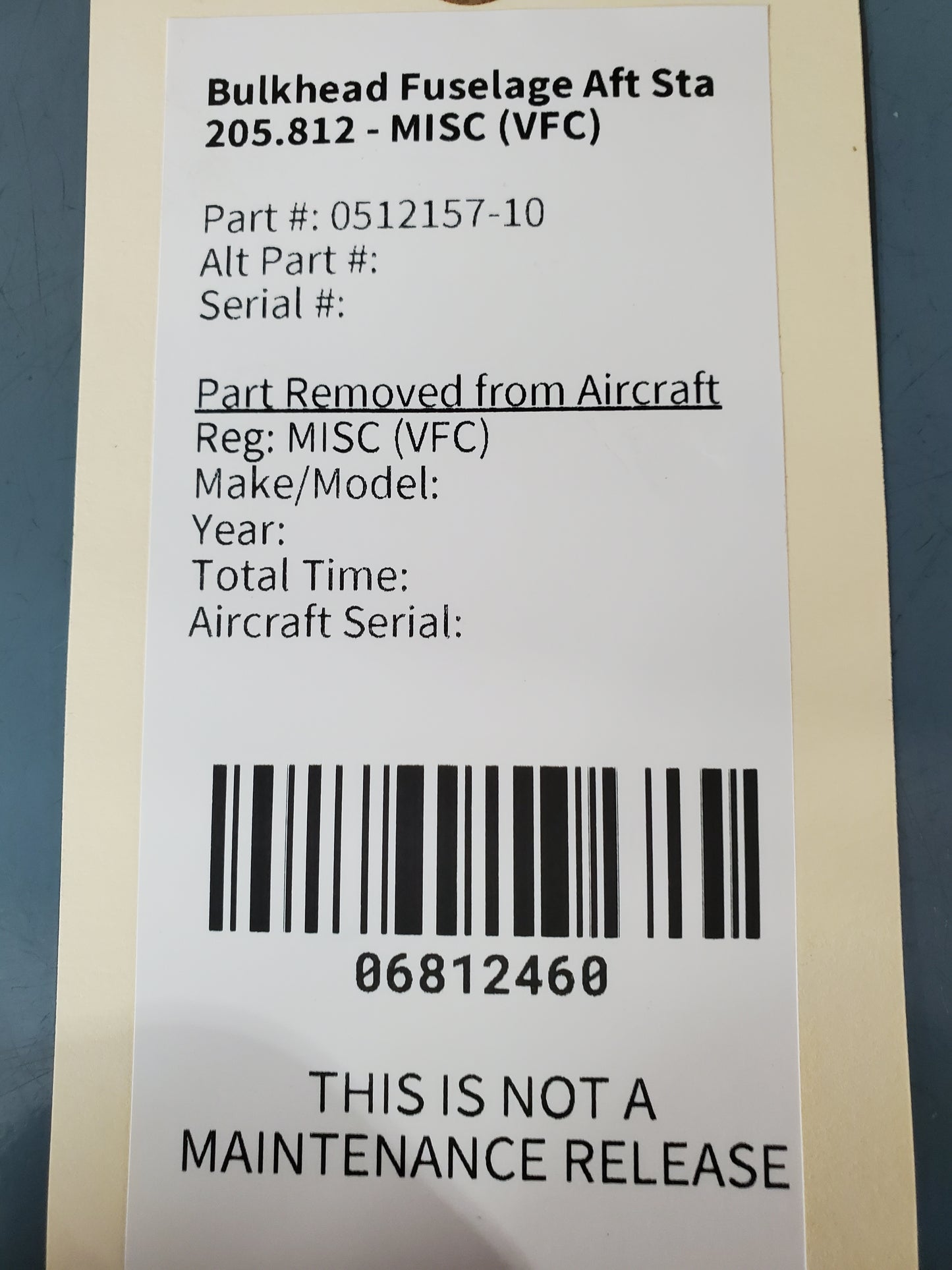 Bulkhead Fuselage Aft Sta 205.812 - MISC (VFC)