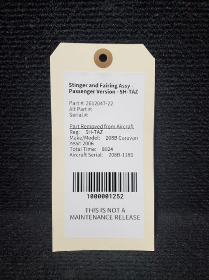 Stinger and Fairing Assy - Passenger Version - 5H-TAZ