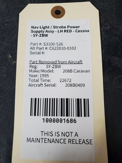 Nav Light / Strobe Power Supply Assy - LH RED - Aeroflash - 5Y-ZBW