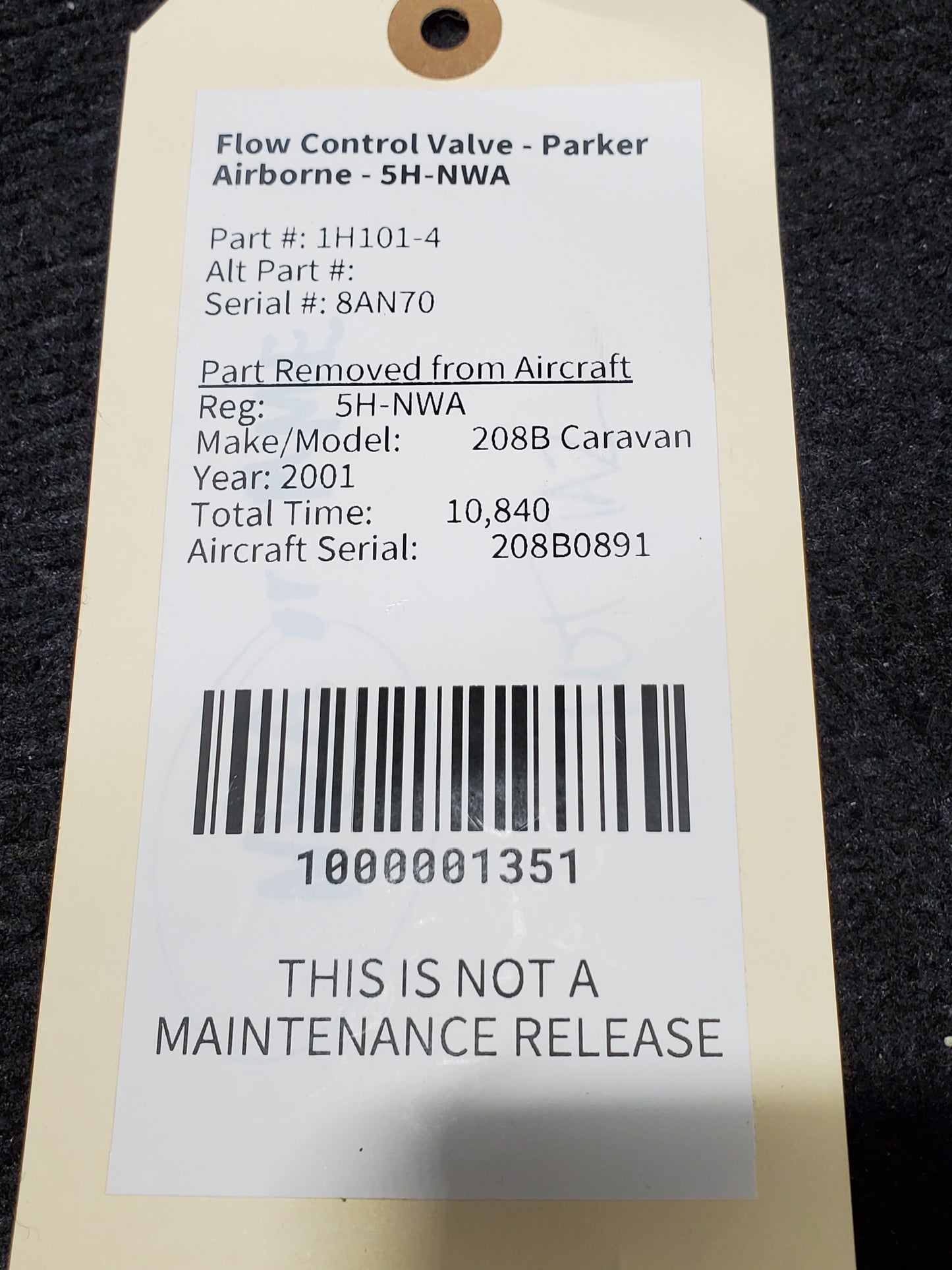 Flow Control Valve - Parker Airborne - 5H-NWA