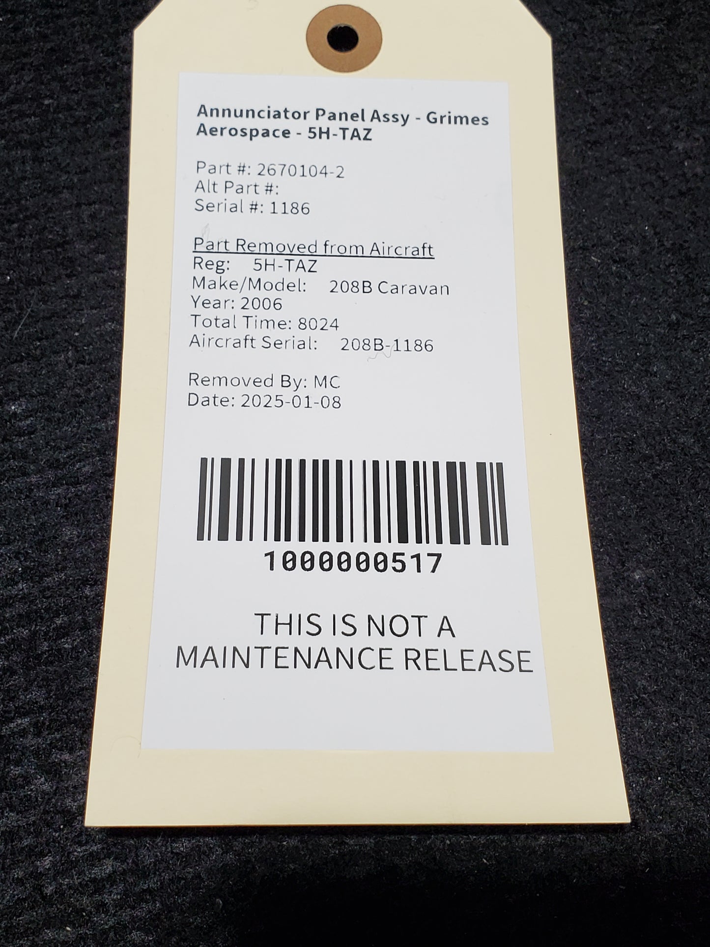 Annunciator Panel Assy - Grimes Aerospace - 5H-TAZ