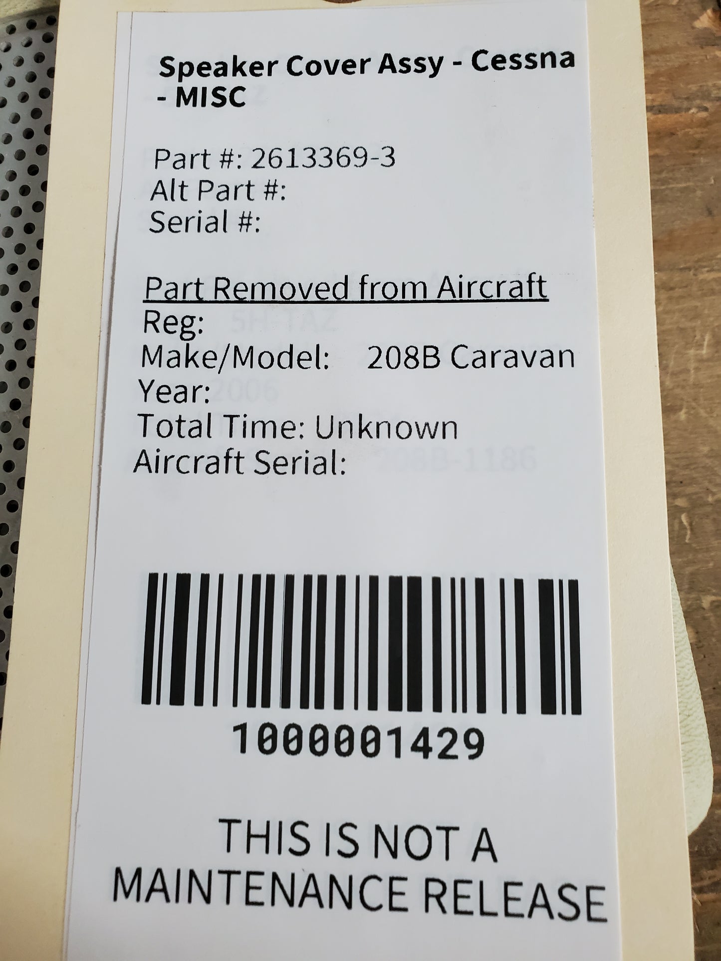 Speaker Cover Assy - Cessna - MISC