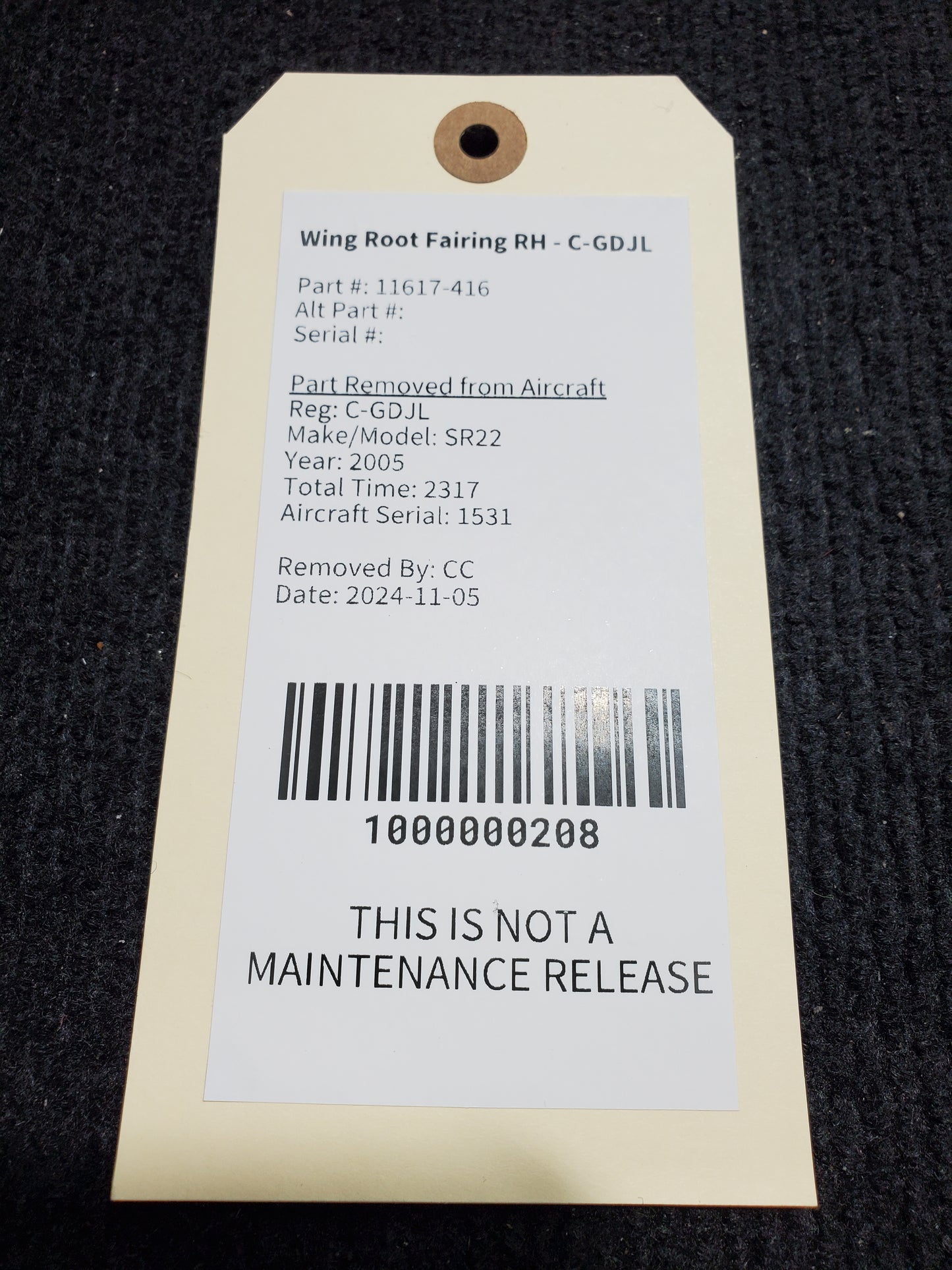 Wing Root Fairing RH - Cirrus - C-GDJL