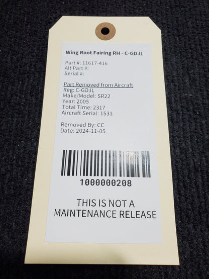 Wing Root Fairing RH - Cirrus - C-GDJL