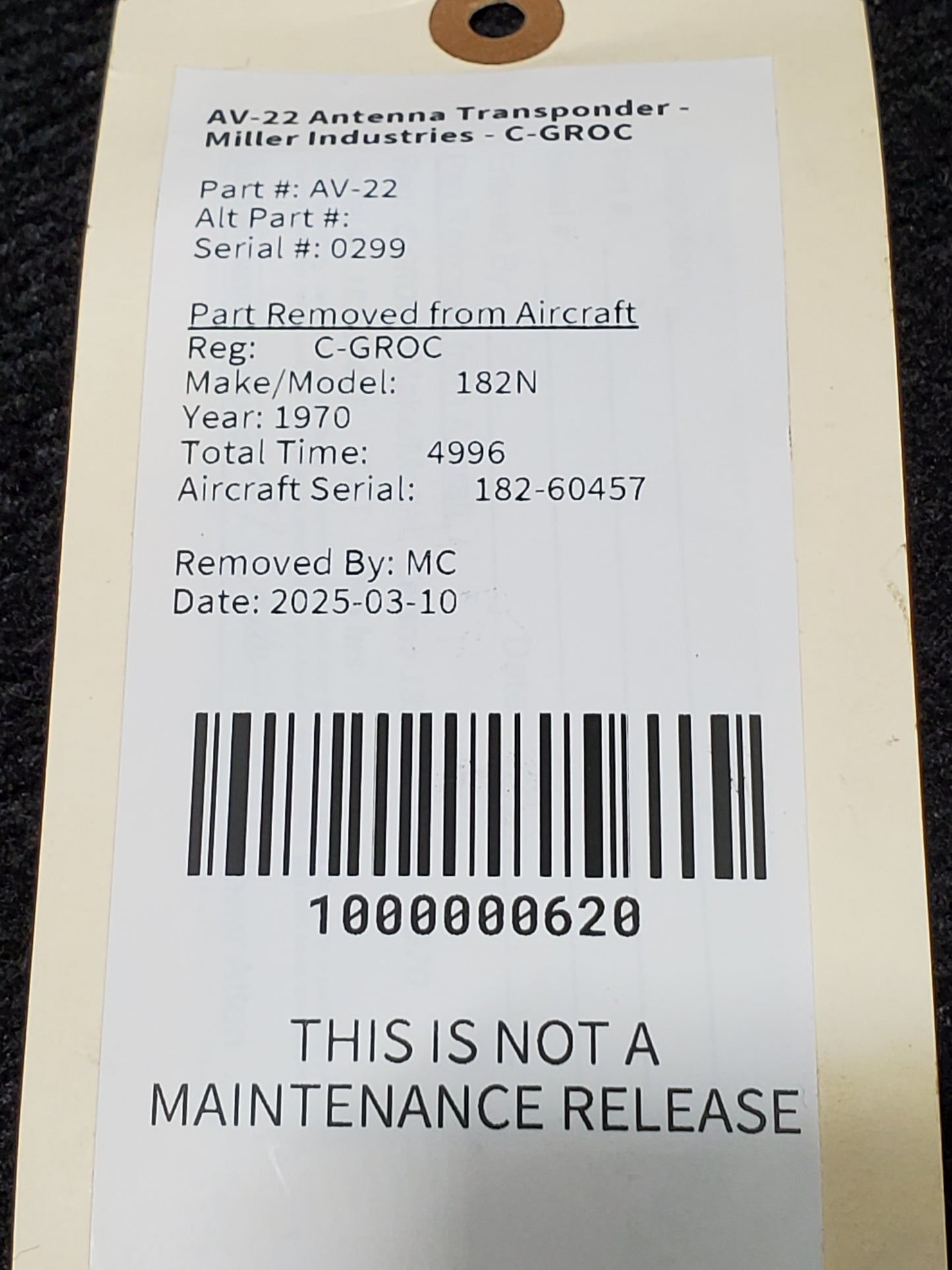 AV-22 Antenna Transponder - Miller Industries - C-GROC