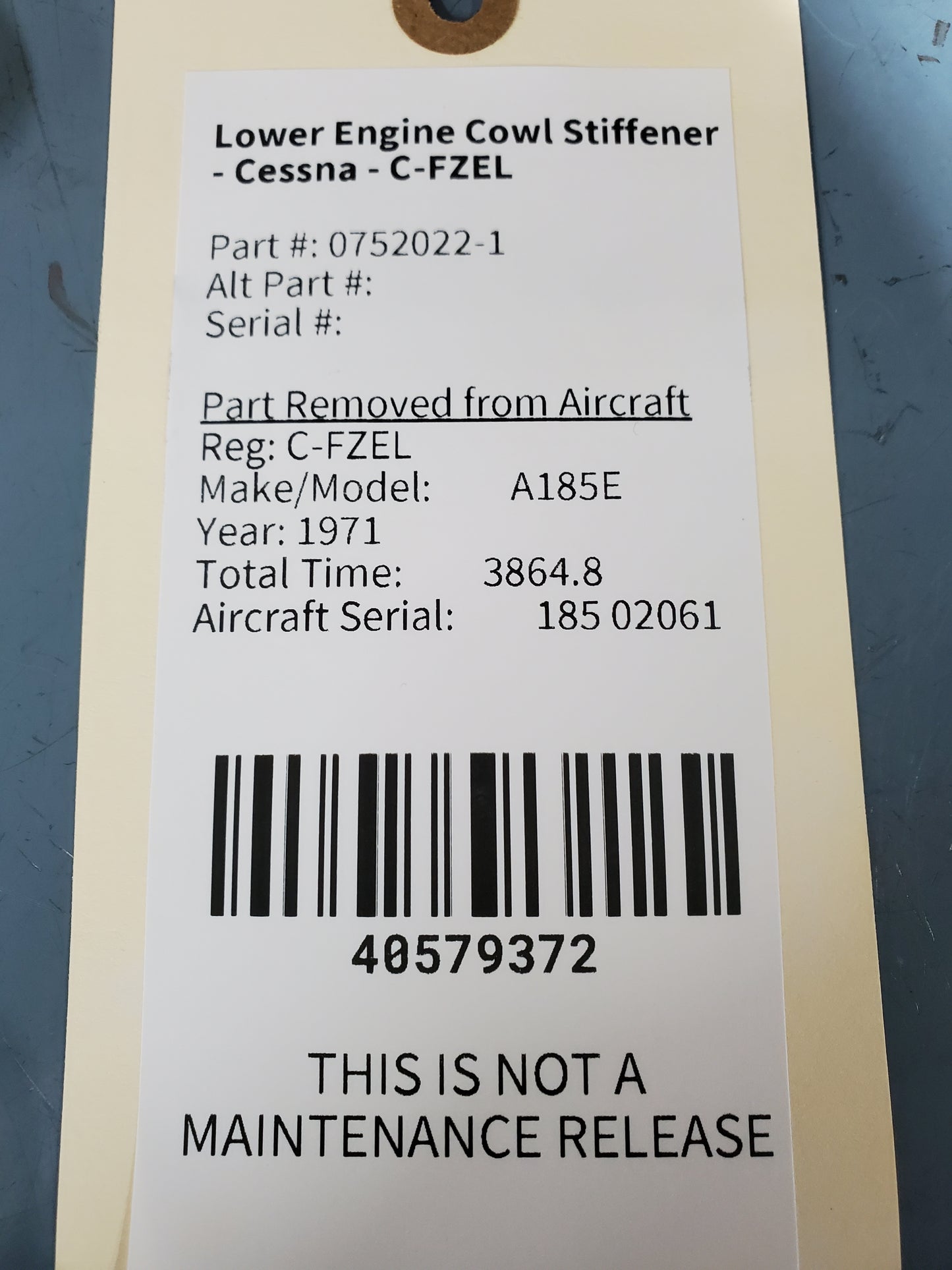 Lower Engine Cowl Stiffener - Cessna - C-FZEL