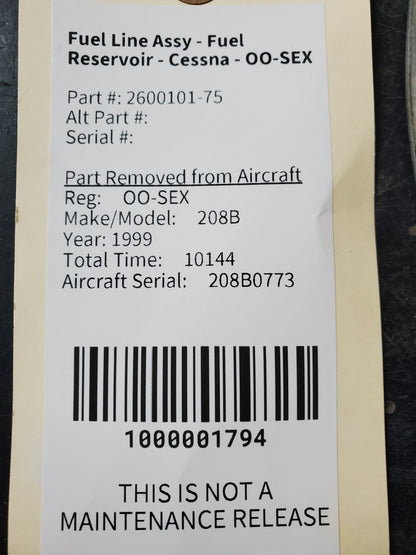 Fuel Line Assy - Fuel Reservoir - Cessna - OO-SEX