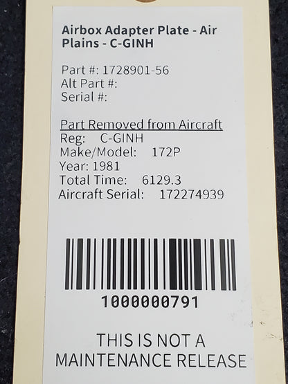Airbox Adapter Plate - Air Plains - C-GINH