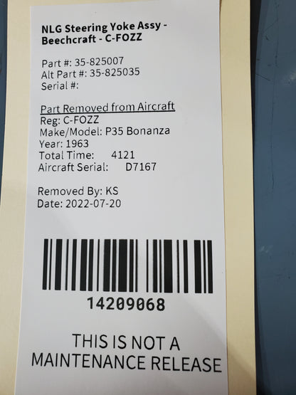 NLG Steering Yoke Assy - Beechcraft - C-FOZZ