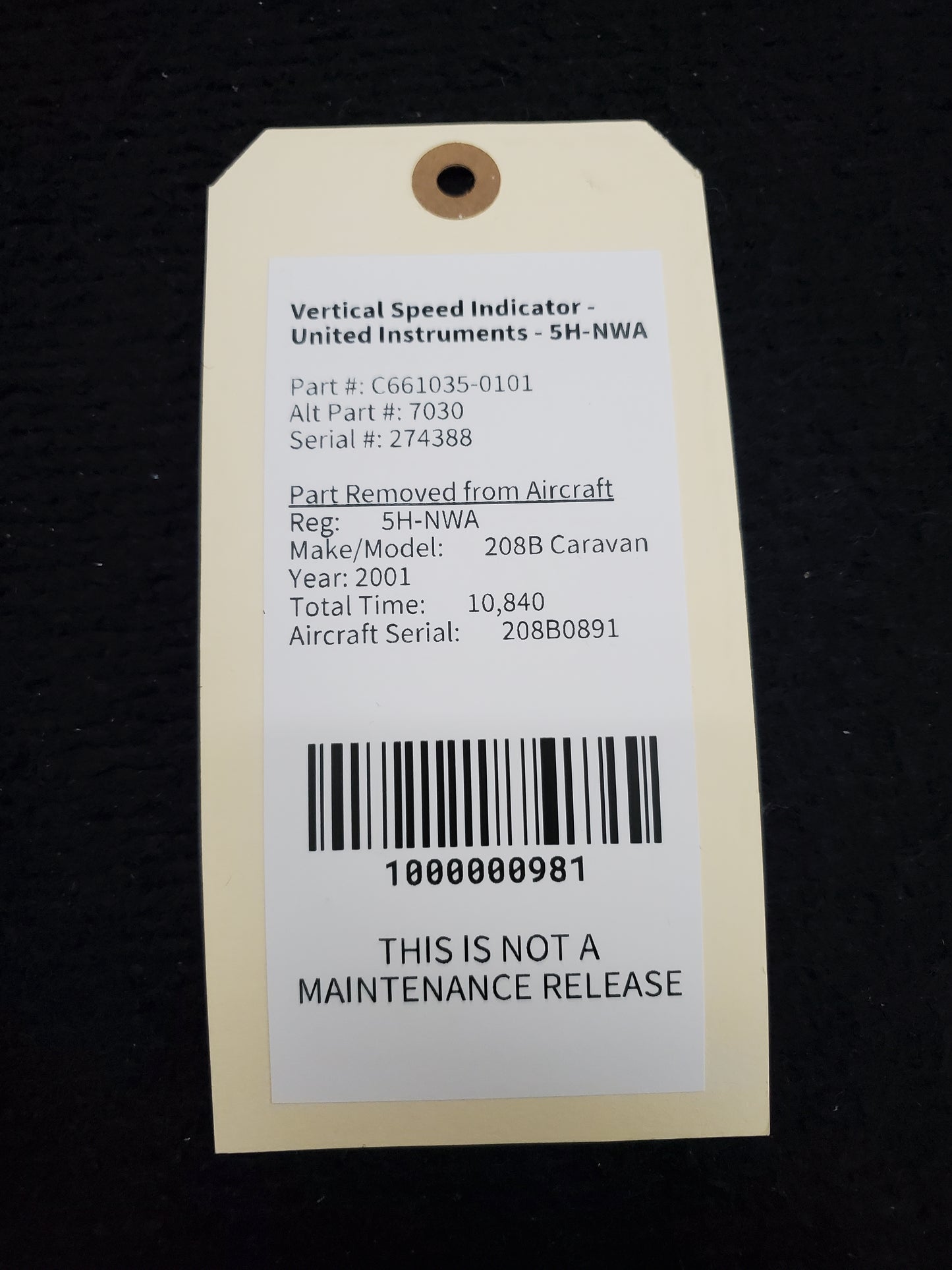 Vertical Speed Indicator - United Instruments - 5H-NWA