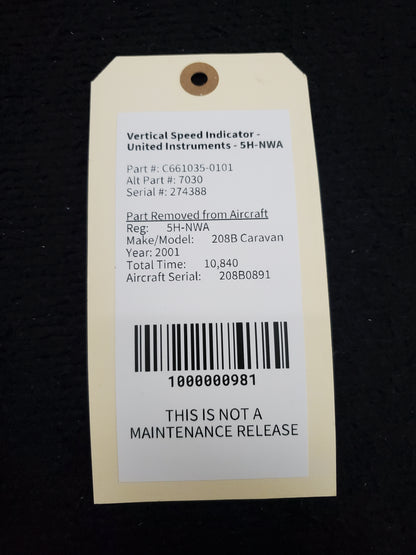Vertical Speed Indicator - United Instruments - 5H-NWA