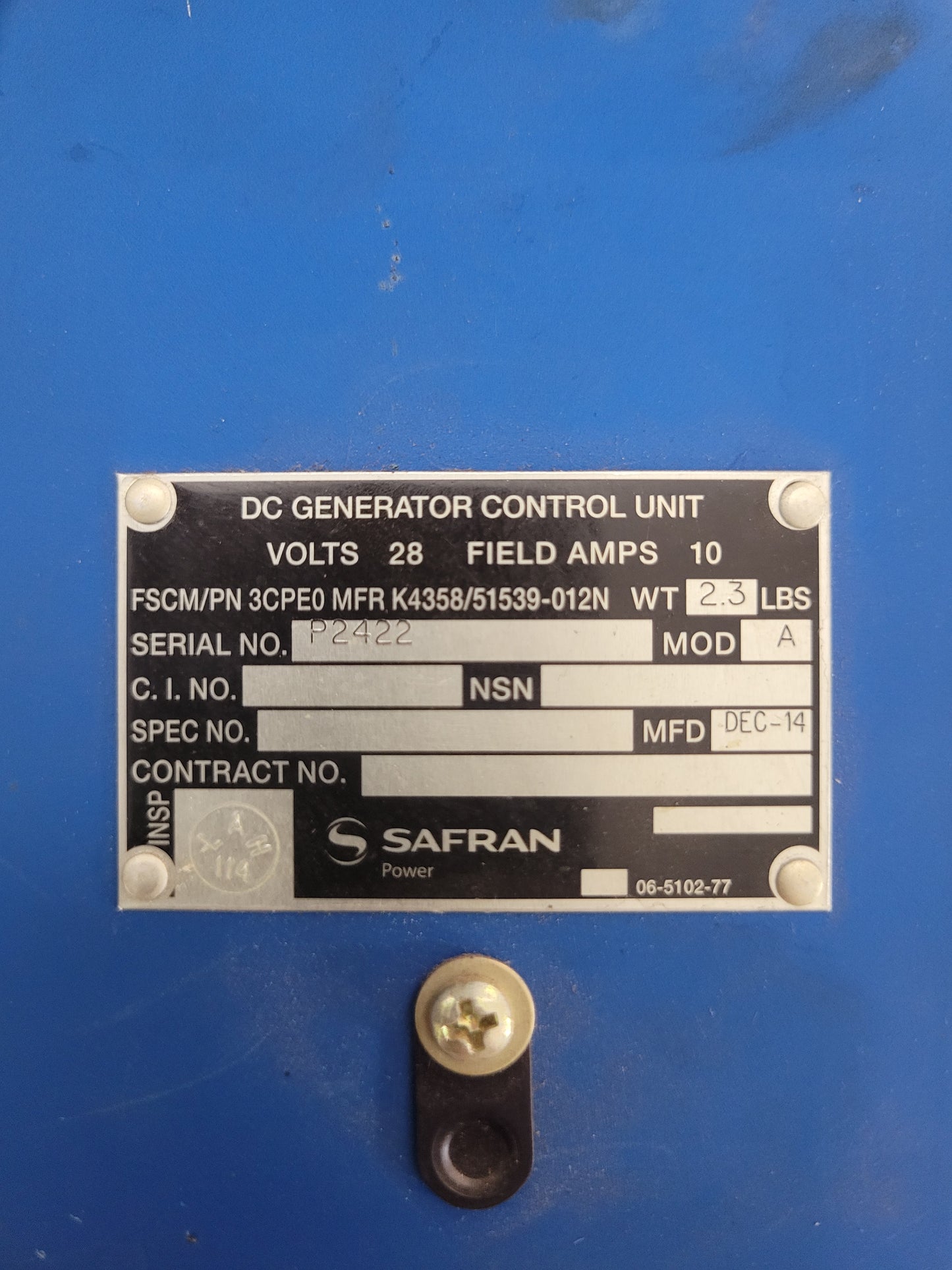 Generator Control Unit - Safran - 5Y-ZBW