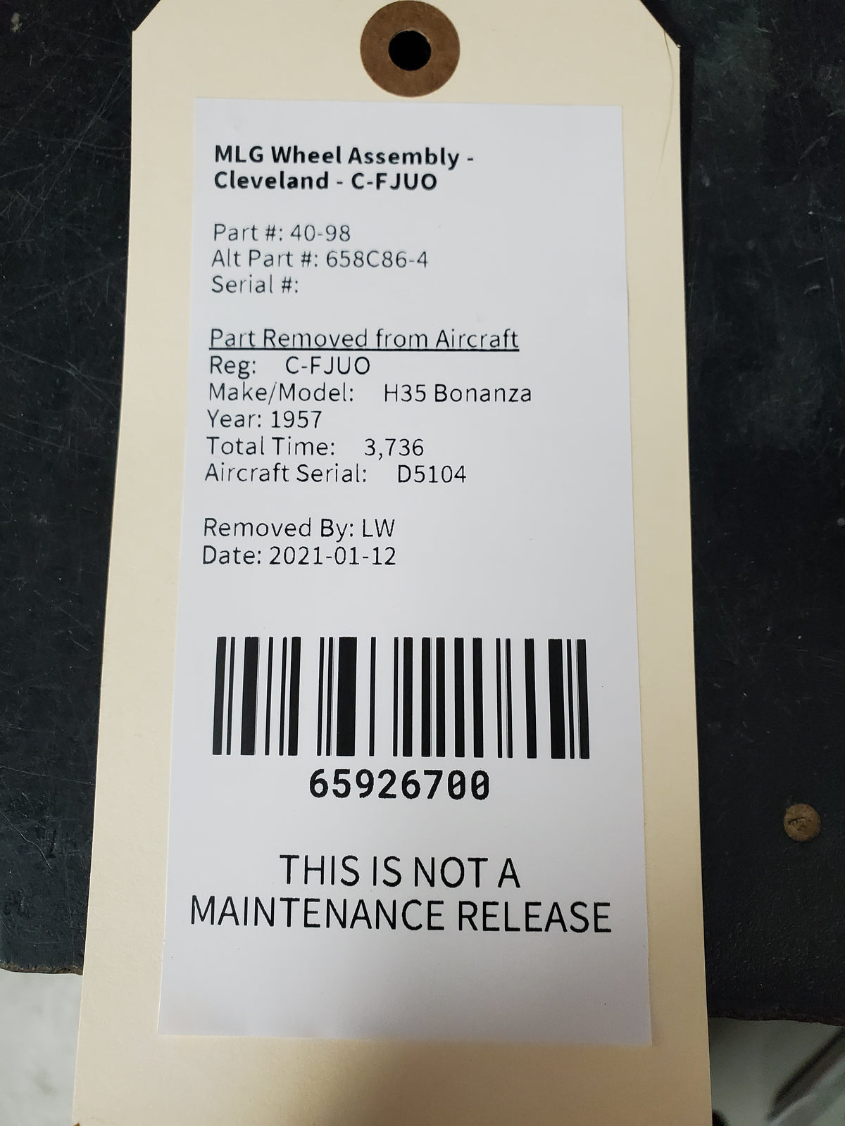 MLG Wheel Assembly - Cleveland - C-FJUO