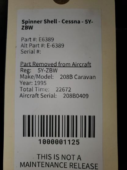 Spinner Shell - Cessna - 5Y-ZBW