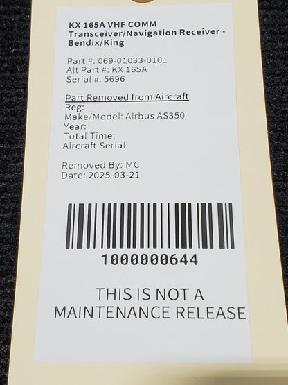 KX 165A VHF COMM Transceiver/Navigation Receiver - Bendix/King