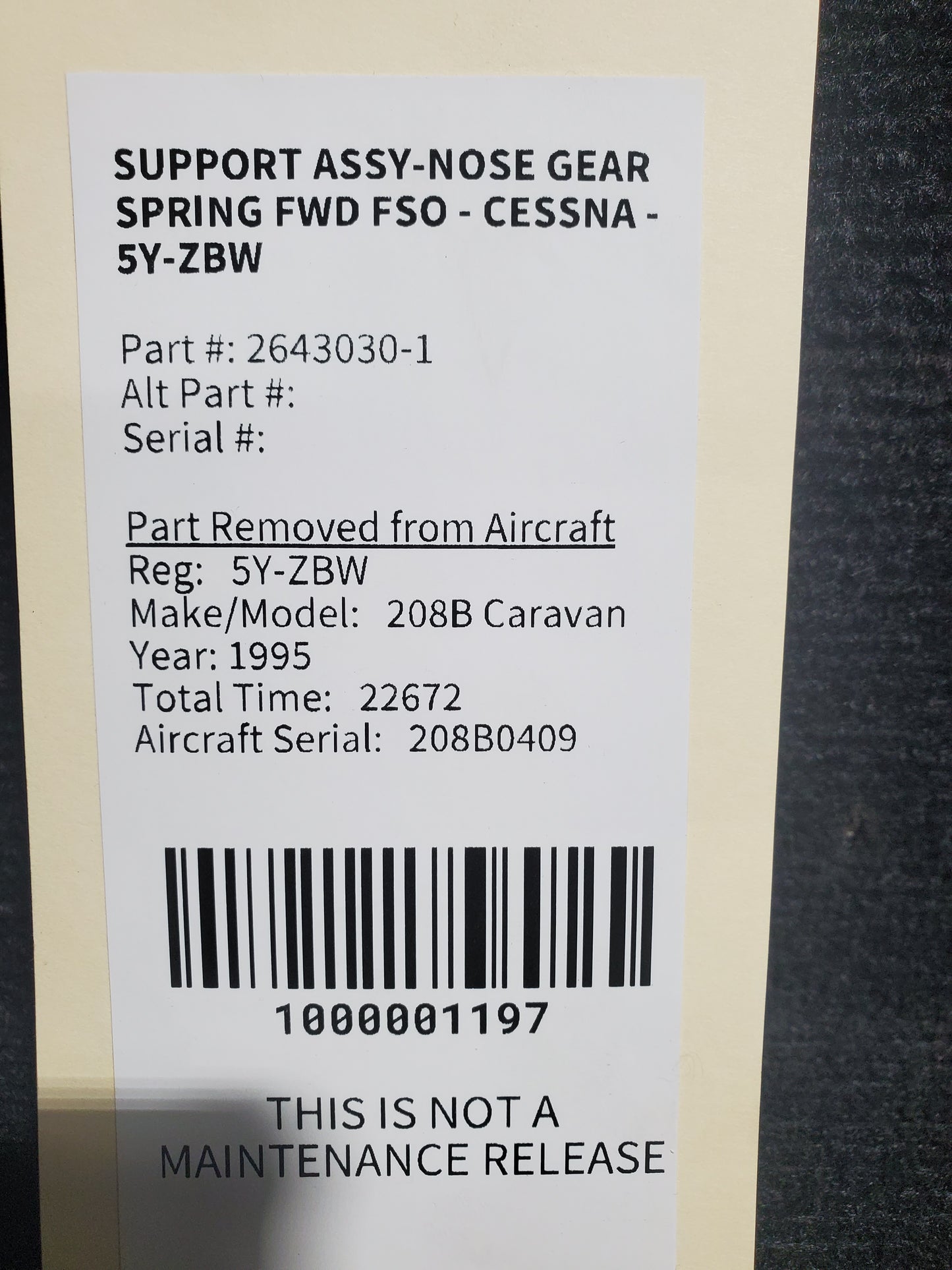 Support Assy-Nose Gear Spring Fwd FSO - Cessna - 5Y-ZBW