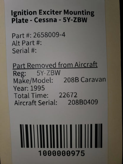 Ignition Exciter Mounting Plate - Cessna - 5Y-ZBW