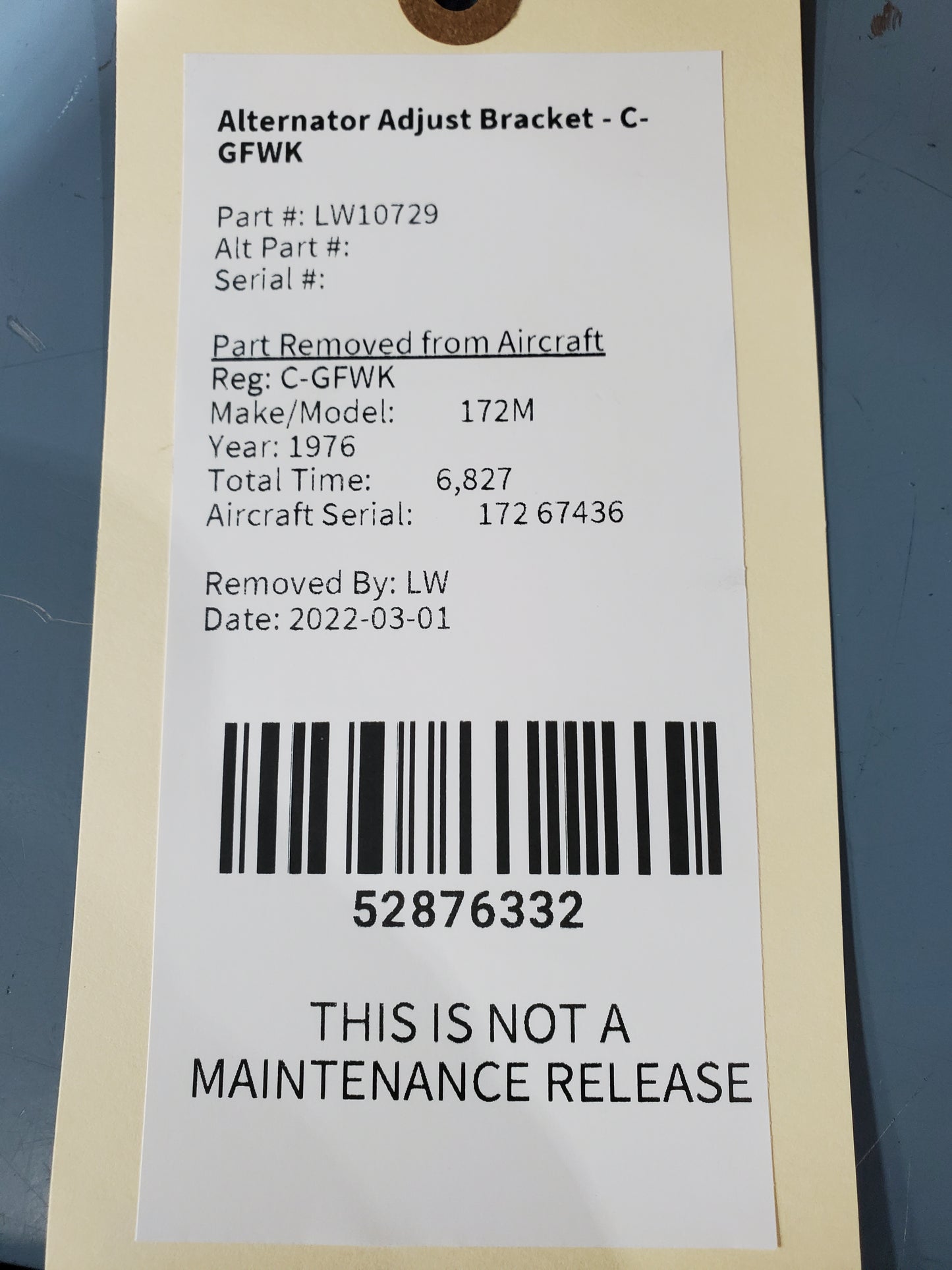 Alternator Adjust Bracket - C-GFWK