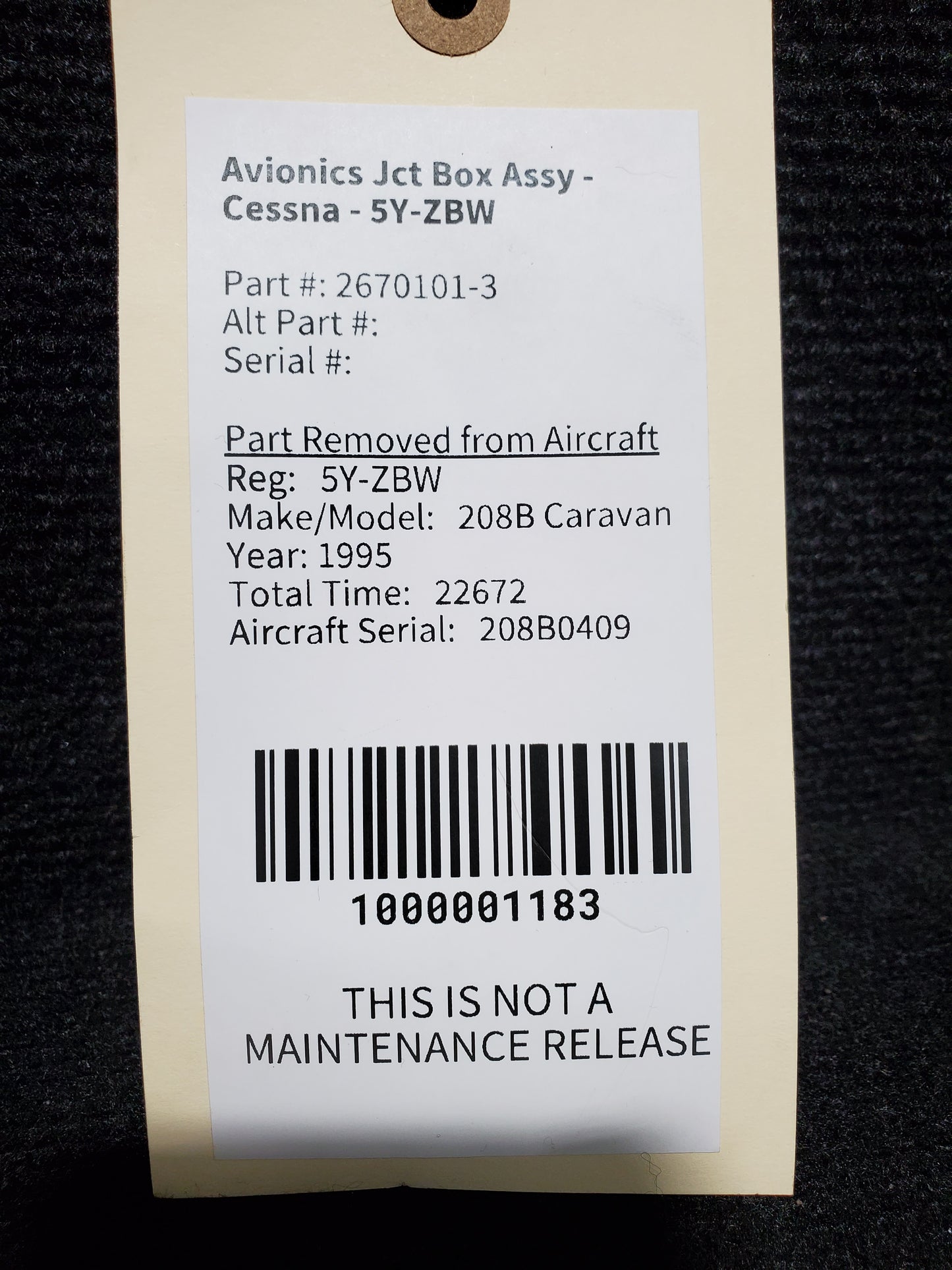 Avionics Jct Box Assy - Cessna - 5Y-ZBW