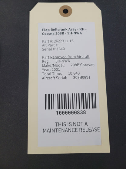 Flap Bellcrank Assy - RH - Cessna 208B - 5H-NWA
