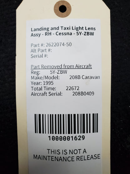 Landing and Taxi Light Lens Assy - RH - Cessna - 5Y-ZBW