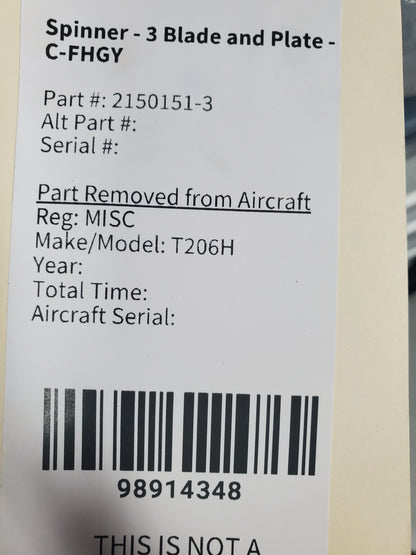 Spinner - 3 Blade and Plate - C-FHGY