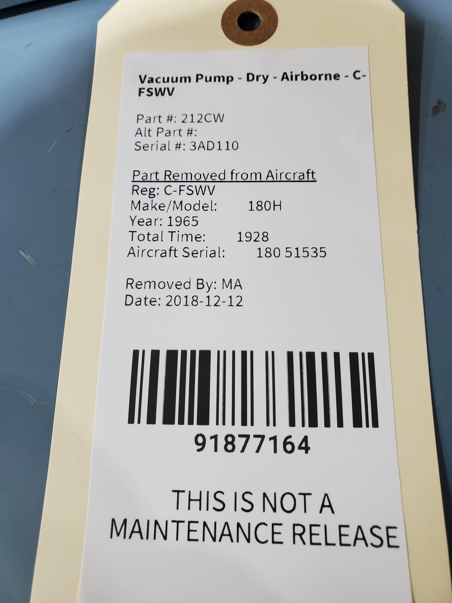 Vacuum Pump - Dry - Airborne - C-FSWV