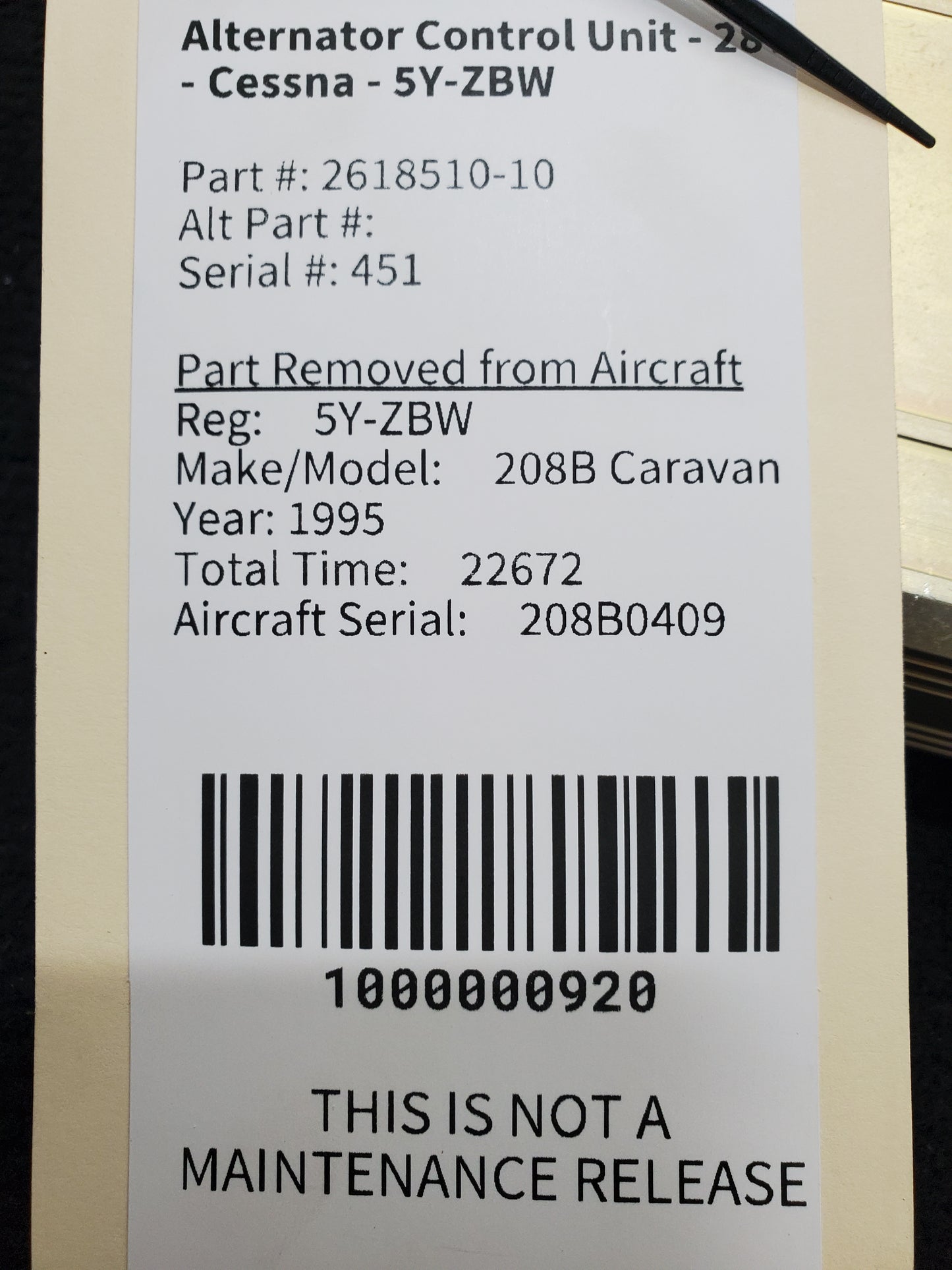 Alternator Control Unit - 28V - Cessna - 5Y-ZBW