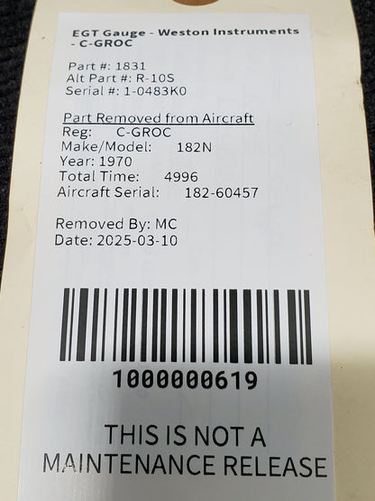 EGT Gauge - Weston Instruments - C-GROC