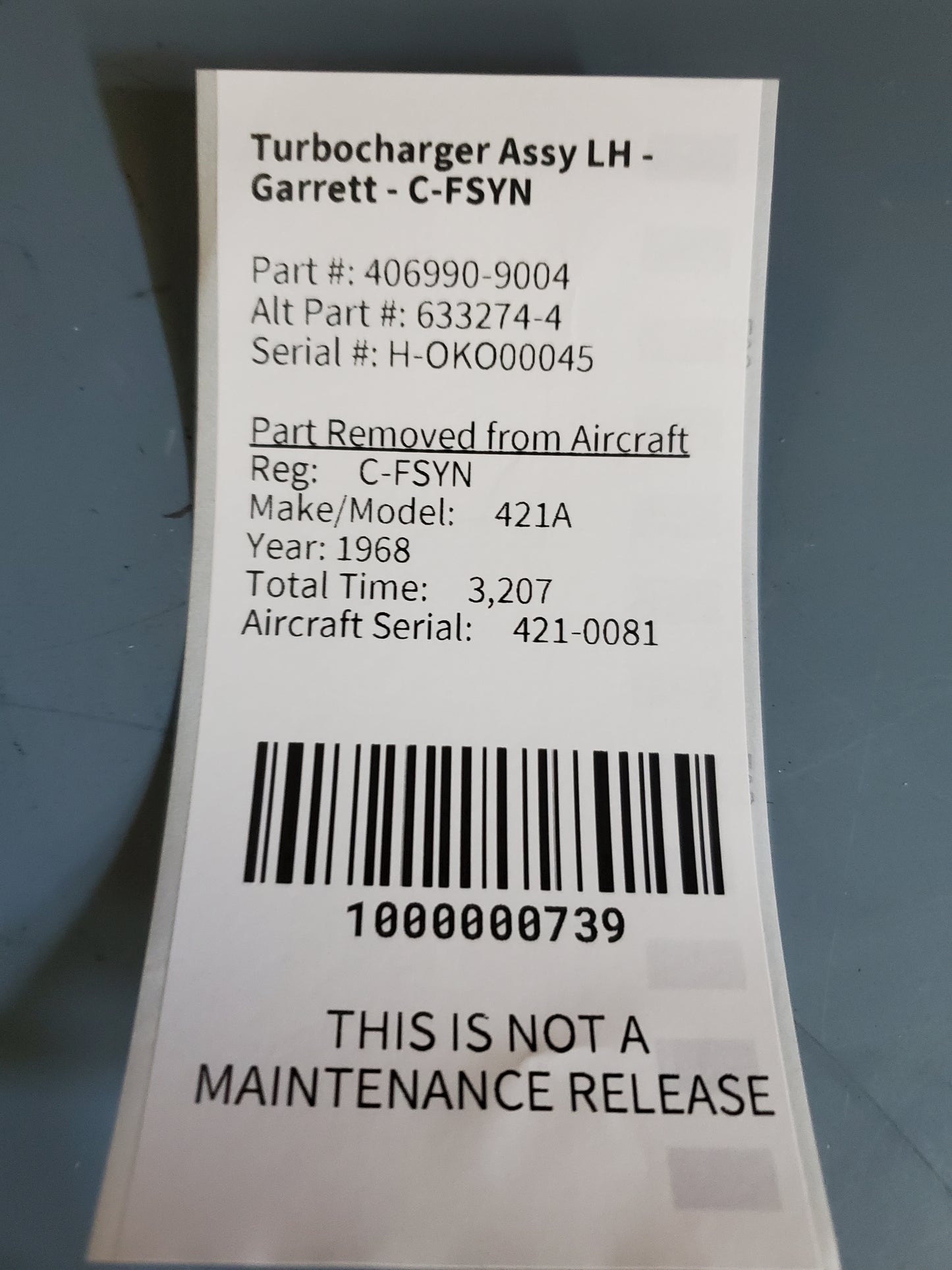 Turbocharger Assy LH - Garrett - C-FSYN