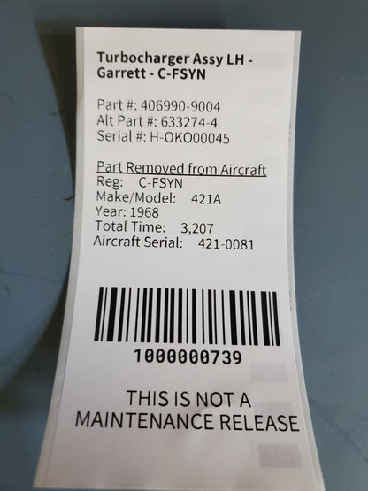 Turbocharger Assy LH - Garrett - C-FSYN