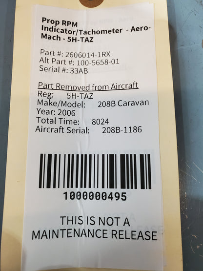 Prop RPM Indicator/Tachometer  - Aero-Mach - 5H-TAZ