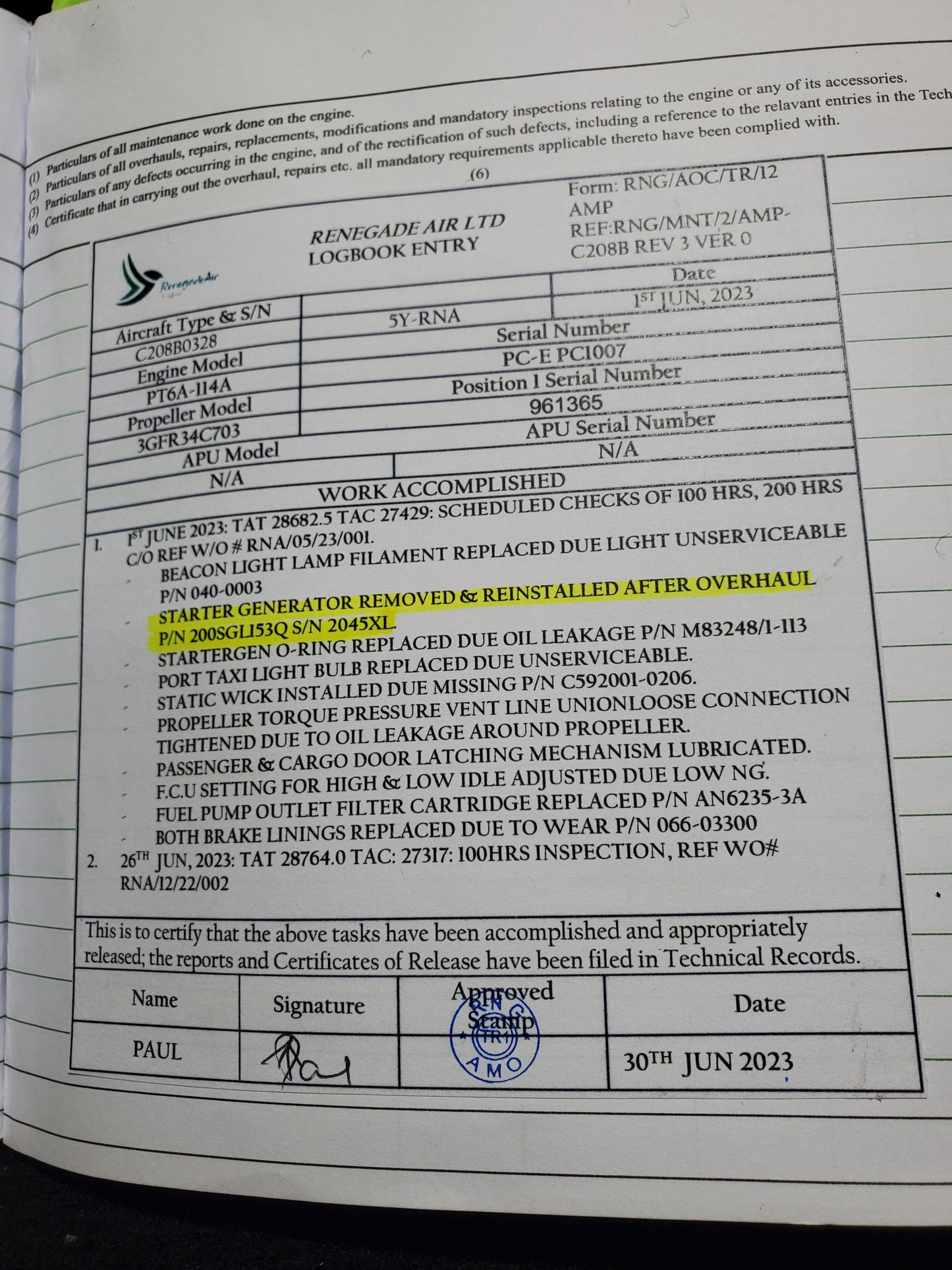Starter Generator - Cessna - 5Y-RNA