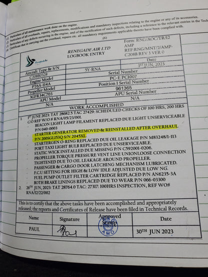 Starter Generator - Cessna - 5Y-RNA