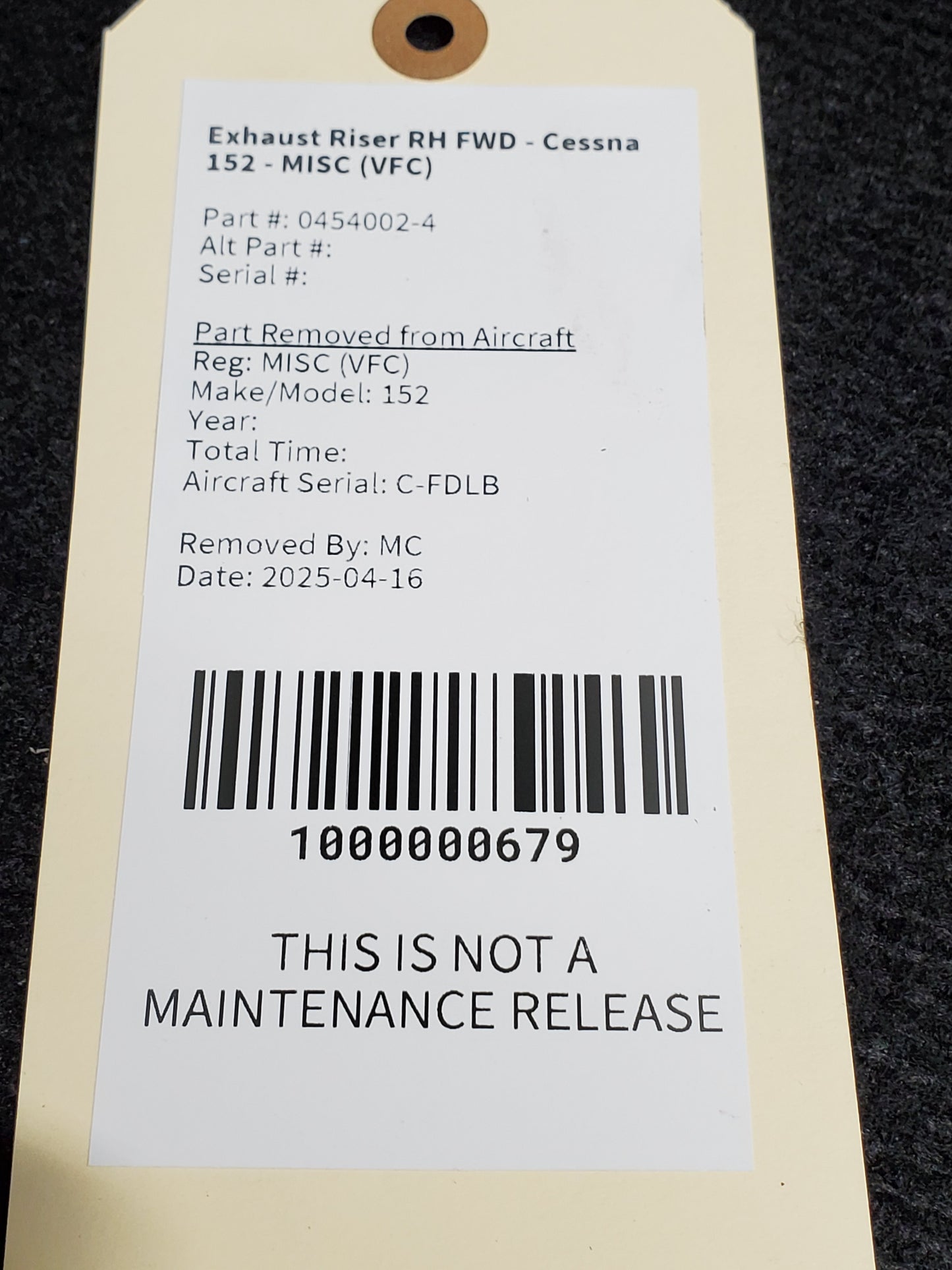 Exhaust Riser RH FWD - Cessna 152 - MISC (VFC)