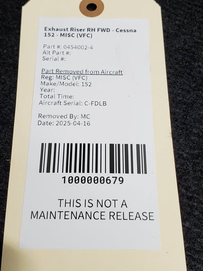 Exhaust Riser RH FWD - Cessna 152 - MISC (VFC)