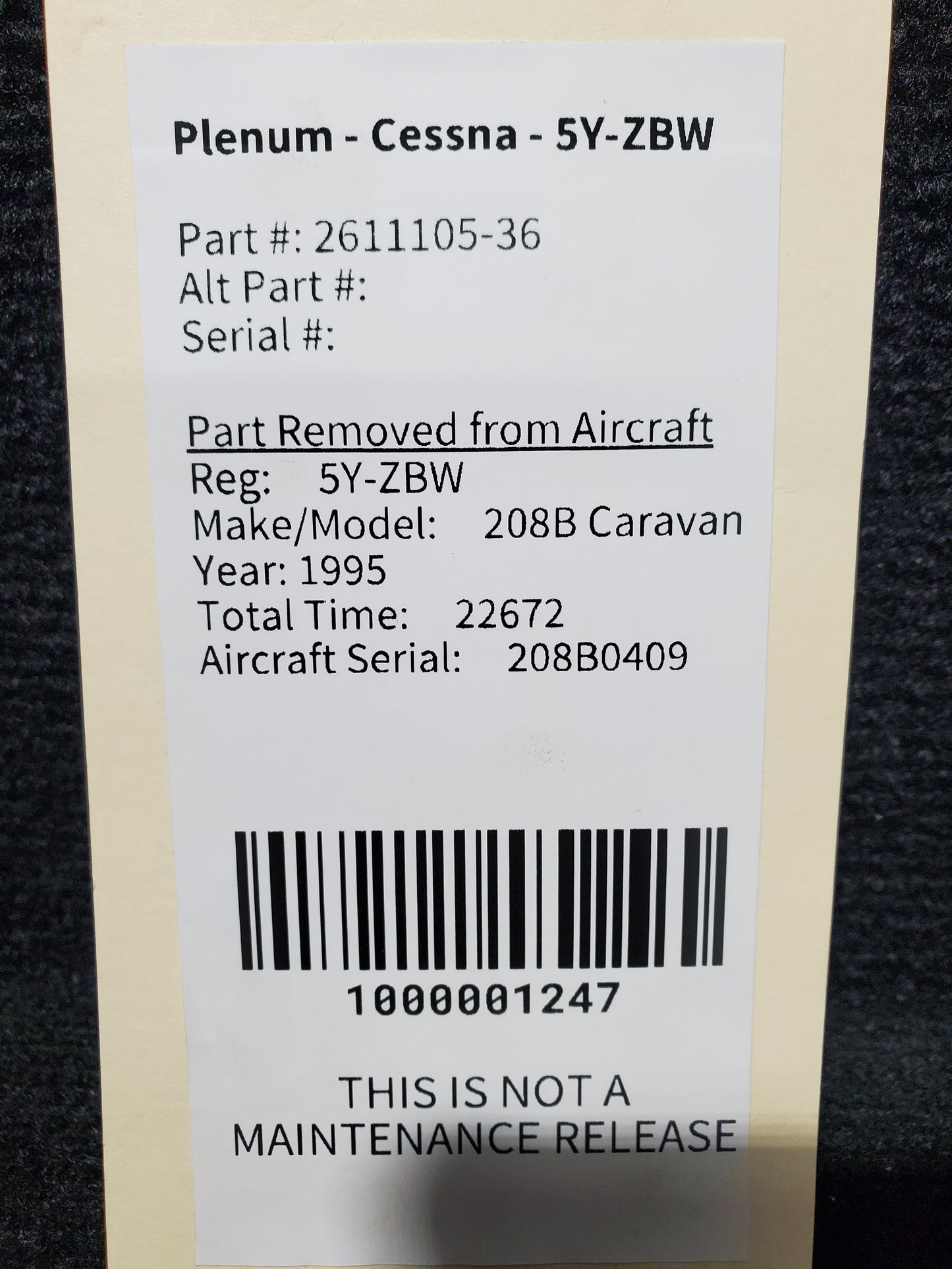 Plenum Assy - Cessna - 5Y-ZBW