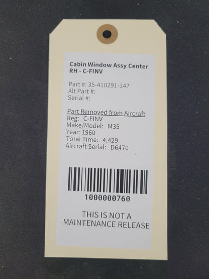Cabin Window Assy Center RH - C-FINV